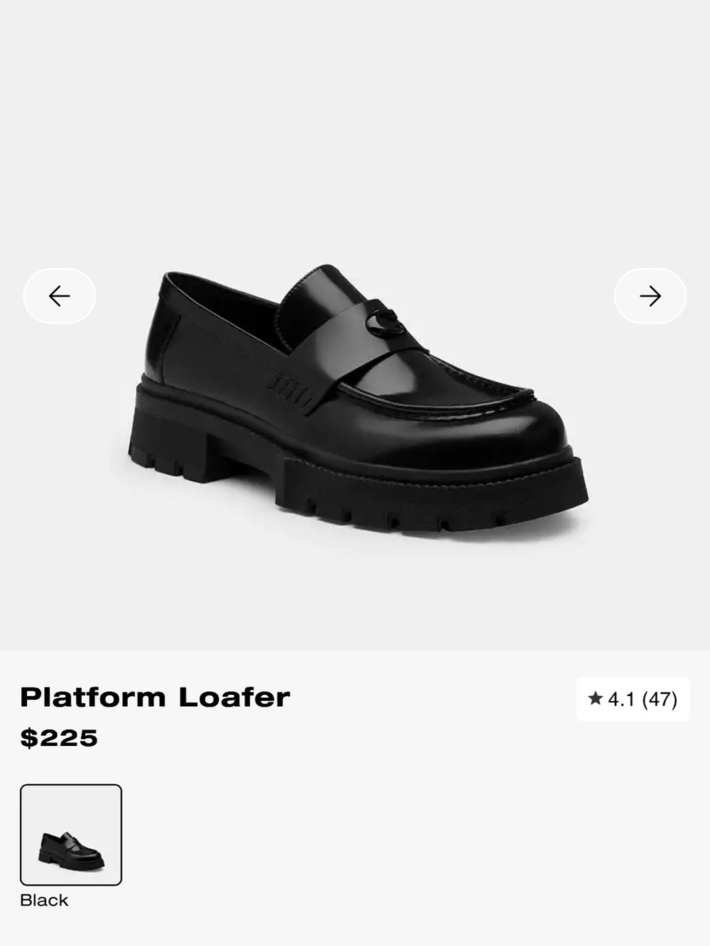 Coach Platform Loafer in Black
